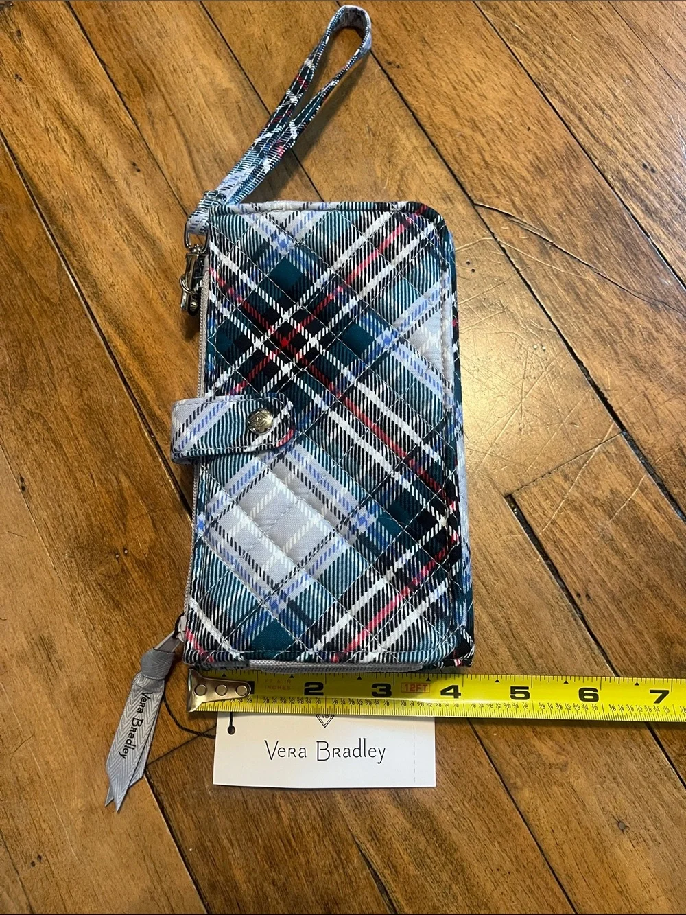 Vera Bradley Smartphone Wristlet, Black, Navy, Green, Red Plaid Wristlet Wallet - Picture 8 of 8